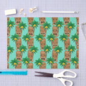 ハワイアンのTikiの繰り返しパターン 薄葉紙 (クラフト)