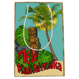 ハワイアンのTiki Mele Kalikimakaのクリスマス媒体 ミディアムペーパーバッグ
