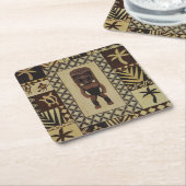 ハワイアンのTiki nの樹皮布のTikiのバーのコースター スクエアペーパーコースター (アングル)