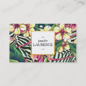 ハワイアンはっきりしたプルメリアブライトカラフルフローラ 名刺 (正面)