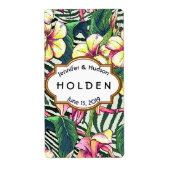 ハワイアンはっきりしたプルメリア結婚フローラカスタムワイン ラベル (正面)