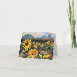 ハワイアンひまわりと山々のテンプレートカード カード