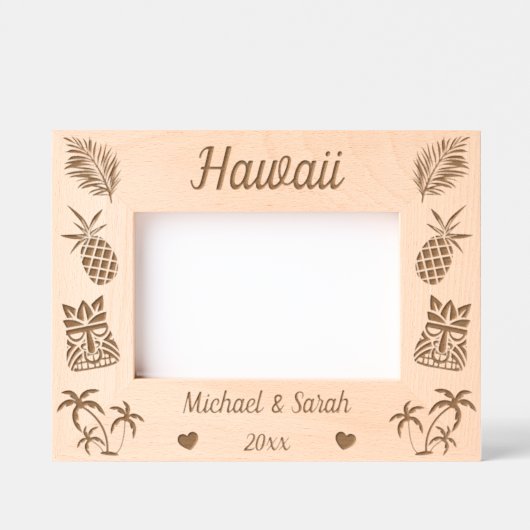 ハワイアンをテーマにしたカップルズハワイの夏休み レーザー彫刻フレーム (正面)