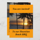 ハワイアンをテーマにしたパーティの招待状 招待状 (正面/裏面)