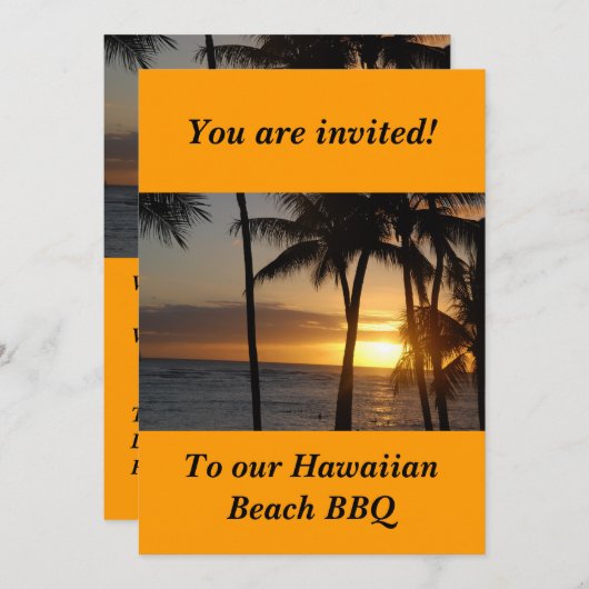 ハワイアンをテーマにしたパーティの招待状 招待状 (正面/裏面)