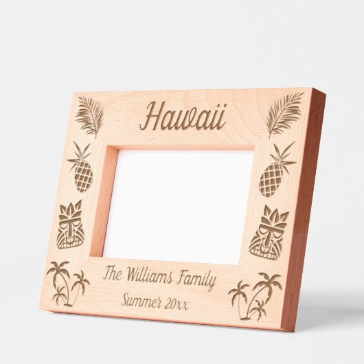 ハワイアンをテーマにしたファミリーハワイの夏休み レーザー彫刻フレーム (左)