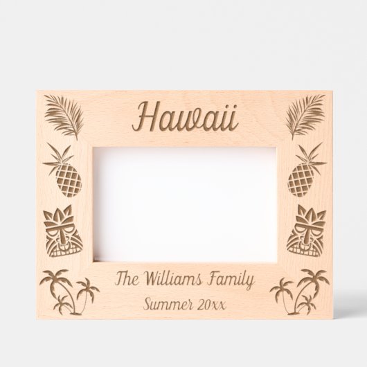 ハワイアンをテーマにしたファミリーハワイの夏休み レーザー彫刻フレーム (正面)