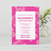 ハワイアンをテーマにした誕生日パーティーピンク 招待状 (スタンド正面)