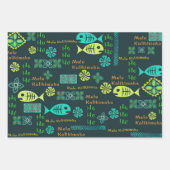 ハワイアンアイコンメレカリキマカギフトラップ ラッピングペーパーシート (正面3)