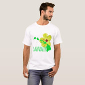 ハワイアンアイランズイエローハイビスカスフラワー Tシャツ (正面フル)