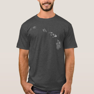 ハワイアンアイランドチェーントポ地形マップハワイS Tシャツ