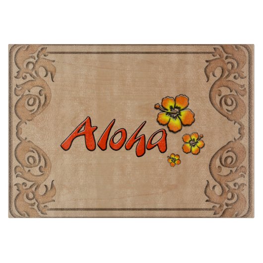 ハワイアンアロハカーブドウッドルック カッティングボード (正面)