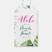 ハワイアンアロハトロピカルパーム葉ズピンクフェイト ギフトタグ (裏面)