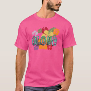 ハワイアンアロハハイビスカスフラワーハワイサーファー Tシャツ