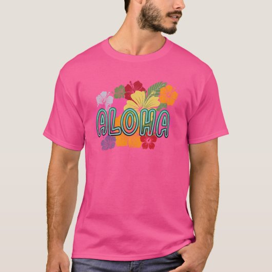 ハワイアンアロハハイビスカスフラワーハワイサーファー Tシャツ (正面)