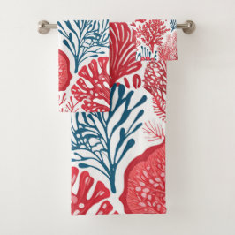 ハワイアンアロハプリントトロピカルパターン バスタオルセット