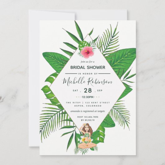 ハワイアンアロハルアウ（ハワイ式宴会）ブライダルシャワー招待 招待状 (正面)