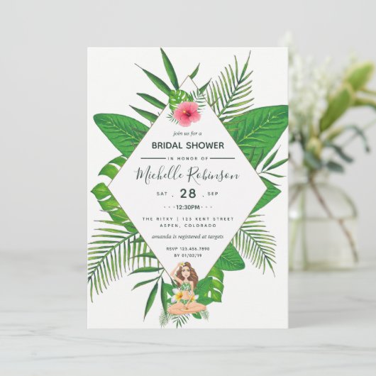 ハワイアンアロハルアウ（ハワイ式宴会）ブライダルシャワー招待 招待状 (スタンド正面)