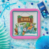 ハワイアンアロハ ペーパープレート (パーティー)