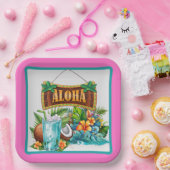 ハワイアンアロハ ペーパープレート (パーティー)