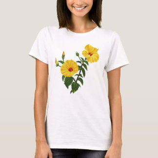 ハワイアンイエローハイビスカス 植物画 Tシャツ