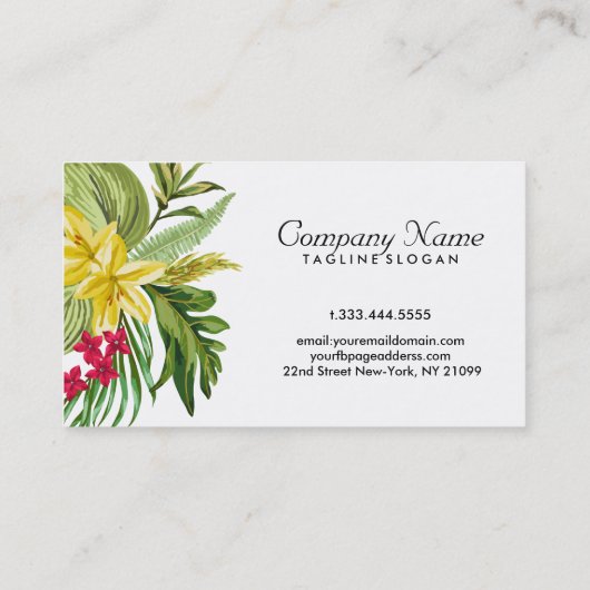 ハワイアンイエローフラワーと白黒ストライプ 名刺 (裏面)