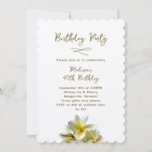 ハワイアンイエロープルメリア誕生日パーティー招待状 招待状 (正面)