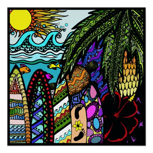 ハワイアンインクドードル、カラー ポスター (正面)