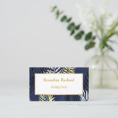 ハワイアンインスパイアネイビーブルー金ゴールド名刺 名刺 (スタンド正面)