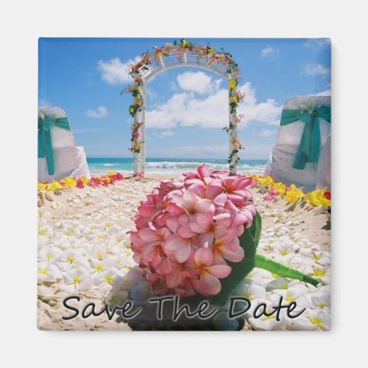 ハワイアンウェディング日付磁石を保存 マグネット (正面)