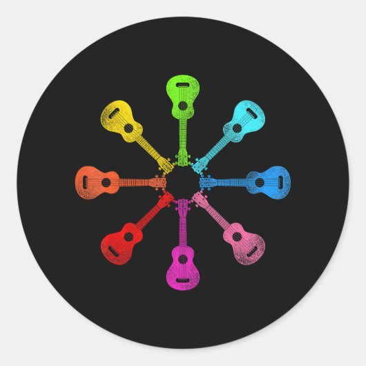 ハワイアンウクレレウケレインボーウクレレ ラウンドシール (正面)