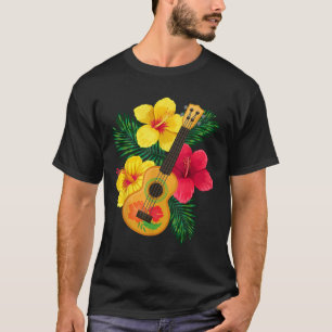 ハワイアンウクレレレトロウケハイビスカス Tシャツ