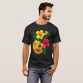 ハワイアンウクレレレトロウケハイビスカス Tシャツ (正面フル)