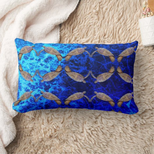 ハワイアンウミガメプリント腰枕 ランバークッション (ブランケット)