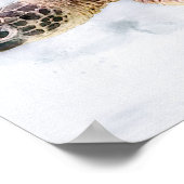 ハワイアンウミガメリアル水彩 ポスター (角)