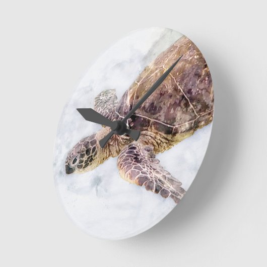 ハワイアンウミガメ水の色の正方形の壁時計 ラウンド壁時計 (傾斜)
