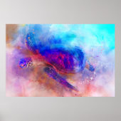 ハワイアンウミガメ水彩画ポスター ポスター (正面)