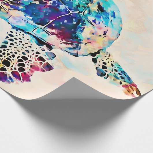 ハワイアンウミガメ水彩 ラッピングペーパー (角)