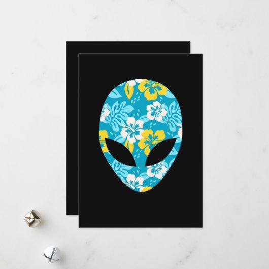 ハワイアンエイリアンヘッド – おもしろいエイリアン シーズンカード (正面/裏面インサイチュ)