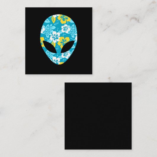 ハワイアンエイリアンヘッド – おもしろいエイリアン スクエア名刺 (正面/裏面)