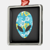 ハワイアンエイリアンヘッド – おもしろいエイリアン メタルオーナメント (左)