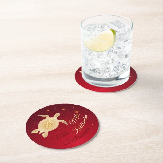 ハワイアンエレガントクリスマス ラウンドペーパーコースター (インサイチュ)