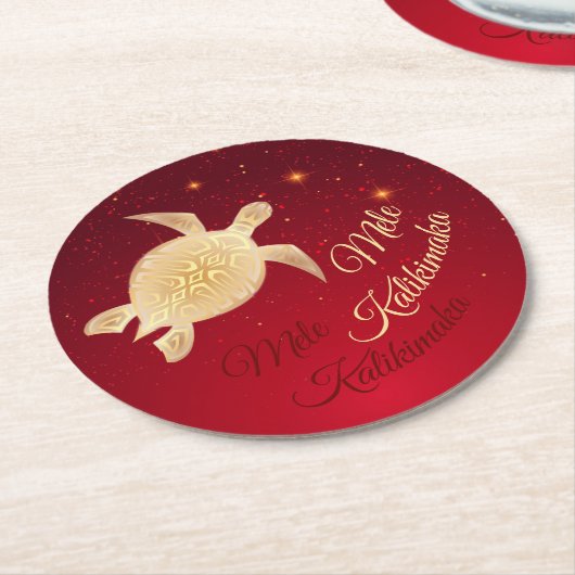 ハワイアンエレガントクリスマス ラウンドペーパーコースター (アングル)