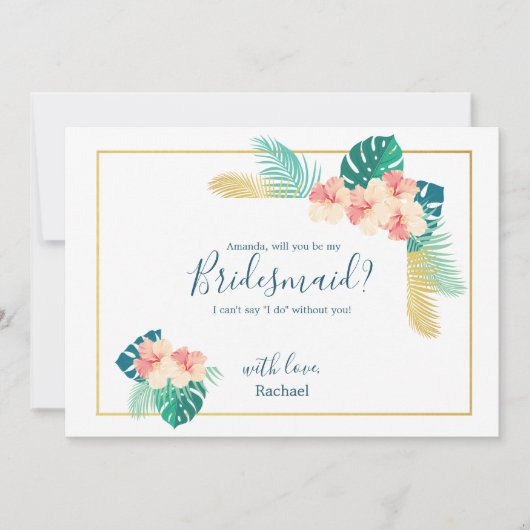 ハワイアンエレガントハイビスカスビーマイブリーズメイドカード 招待状 (正面)