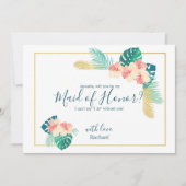 ハワイアンエレガントハイビスカスビーミーメイド・オブ・オーナー(花嫁付き添い人)カード 招待状 (正面)