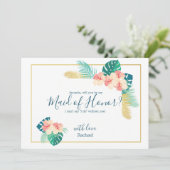ハワイアンエレガントハイビスカスビーミーメイド・オブ・オーナー(花嫁付き添い人)カード 招待状 (スタンド正面)