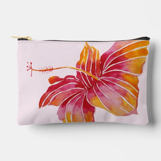 ハワイアンエレガントハイビスカスフラワー アクセサリーポーチ (正面)
