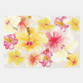 ハワイアンエレガント熱帯水彩フローラ ラッピングペーパーシート (正面2)