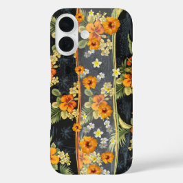 ハワイアンオレンジハイビスカスアロハシャツケース iPhone 16ケース