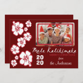 ハワイアンカスタムの写真の赤いハイビスカスクリスマスカード シーズンカード (正面/裏面)